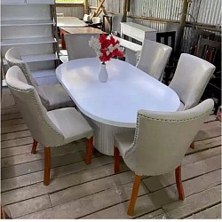 LUXURY CLAASIC 6 SEATER GREY DINNING SET